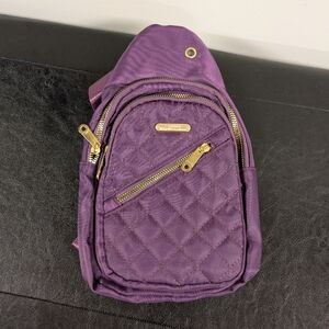 Purple And Gold Quilted Crossbody Bag